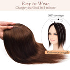 Human Hair Toppers for Women with Thinning Hair Real Human Topper Crown No Bangs 10 Inch #4 Medium Brown