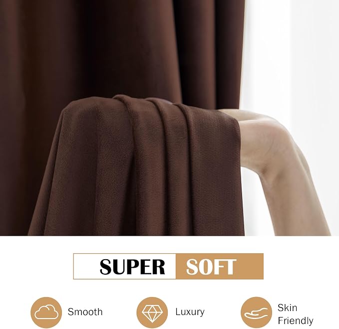 Beauoop Coffee Brown Velvet Curtains - Image 5