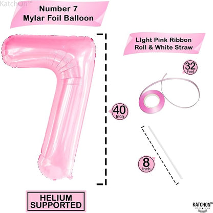 KatchOn, Light Pink Giant Number 7 Balloon - Image 4