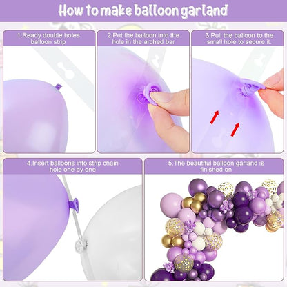 Amandir 150Pcs Purple Balloons Garland Arch Kit | Light Pastel Purple Gold - Image 4