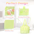 Mesh Shower Caddy Portable with Drawstring, Dorm Room Essentials for College Students Girls & Boys, Large Shower Bag for Camping,Swimming,Gym,Travel,Bathroom - Green