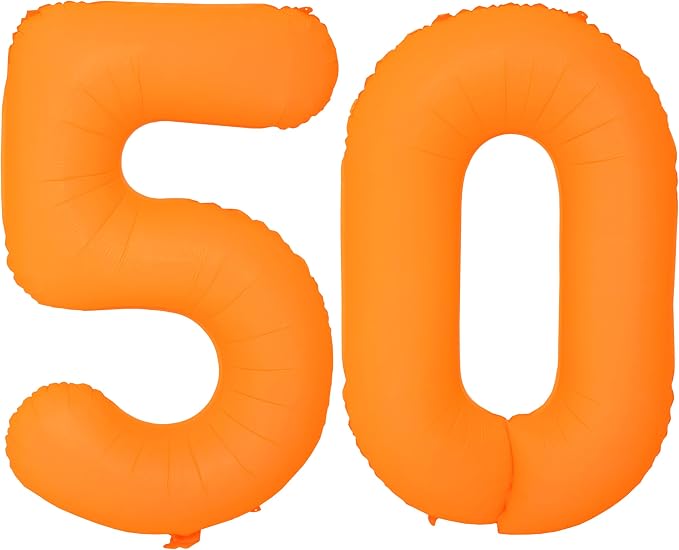 Orange Birthday Number 50 Balloon 40IN Fluorescent Orange 50 Balloon | by YOIOZAIZAI