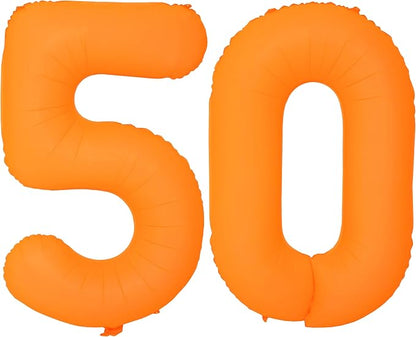 Orange Birthday Number 50 Balloon 40IN Fluorescent Orange 50 Balloon | by YOIOZAIZAI