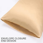 uxcell 2 Pack Silk Satin Pillowcase for Hair and Skin, Cool, Silky, Soft Breathable Pillow Cases King Size 20x36 Inch Sateen Pillowcase Caramel with Envelope Closure