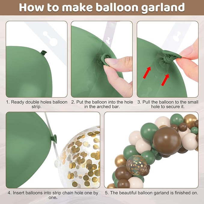Amandir 153pcs Sage Green Brown Balloon Garland Arch Kit Different Sizes | 18 - Image 3