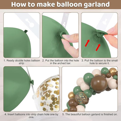 Amandir 153pcs Sage Green Brown Balloon Garland Arch Kit Different Sizes | 18 - Image 3