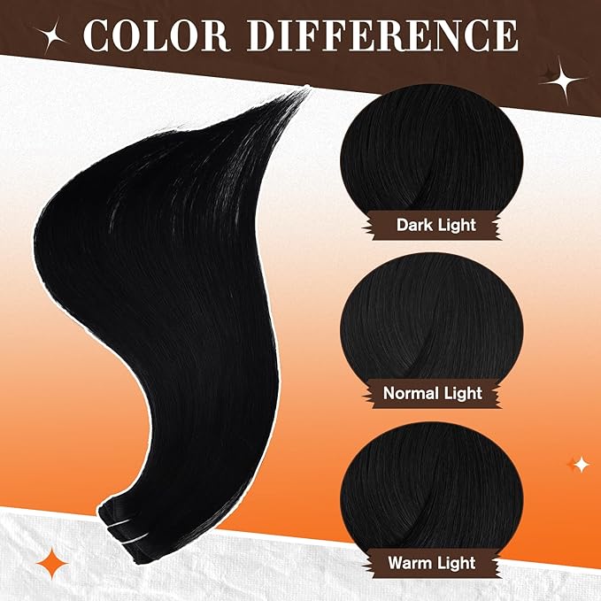 Full Shine Black 14 Inch Real Hair Clip in Extensions Human Hair Lace Weft Clip ins Hair Extension Natural Black Brazilian Silky Hair Clip in for Thin Hair 60 G 3 PCS