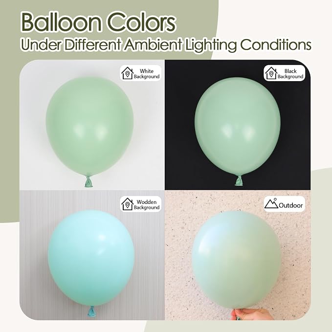 Awenztech 122pcs Sage Green Latex Balloons in 18 12 10 5 inches | Wedding - Image 5