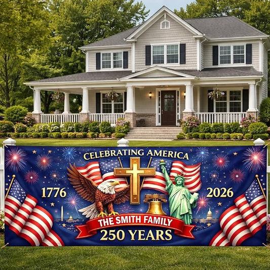 Personalized 250 Years of Freedom USA Banner 1776-2026, Patriotic American by LOVELYPOD