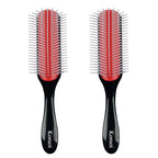 2 Pcs 9 Row Classic Styling Curly Hair Brush for Detangling, Separating, Shaping. For Women and Men Wet or Dry Hair.