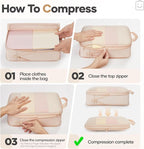 Veken 9/11 Set Compression Packing Cubes for Travel Essentials,Compressible Expandable Large Luggage Suitcase Organizer Bags for Clothing,Durable Space Saver Storage Bags with Toiletry Bags(Beige)
