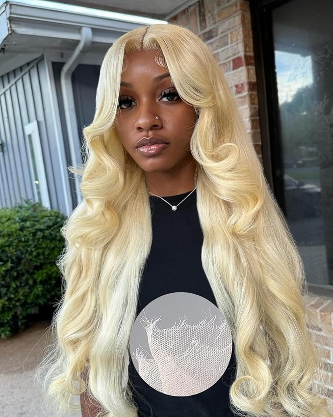 Alididi Skinlike Real Hd 613 13x6 Lace Front Wig Human Hair Pre Plucked Bleached Knots 200% Density 0.10mm Ultra-Thin Invisible Lace Blonde Wig Human Hair Body Wave For Women 22 Inch