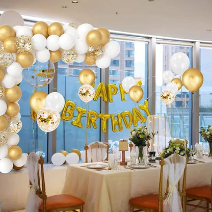 90Pcs White and Gold Balloons Set, 12Inch Gold Balloons | Gold and White - Image 4