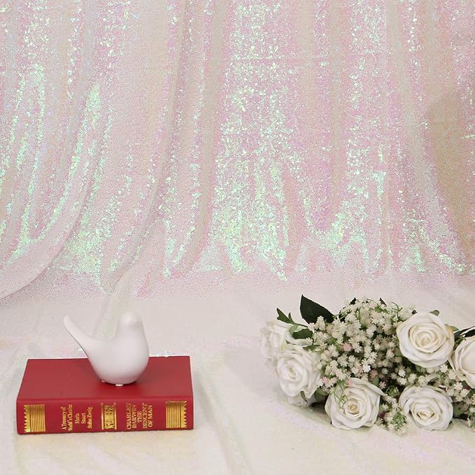 Eternal Beauty White Iridescent 3mm Sequin Backdrop 6x8 Ft - Image 6