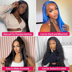 sdamey 360 Straight Lace Front Wigs Human Hair HD Transparant Full Lace Wigs For Women 200 Density Wigs Human Hair Pre Plucked With Baby Hair 12A Brazilian Virgin Hair Natural Color 20inch