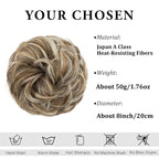 CJL HAIR Large Messy Bun Hair Piece Wavy Curly Scrunchies Synthetic Chignon Ponytail Hair Extensions Thick Updo Hairpieces for Women Beige Multi
