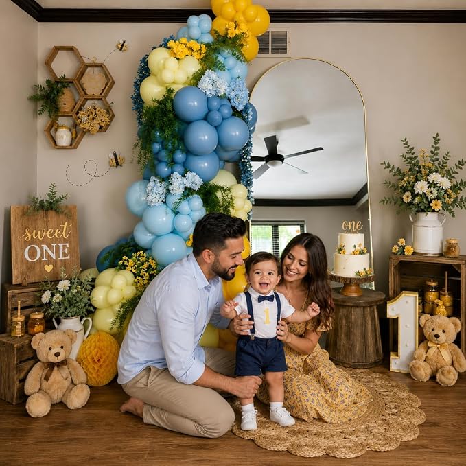 Dusty Blue and Yellow Balloons, 12Inch Slate Pastel Light Blue and Yellow - Image 5