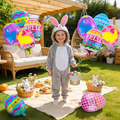 Easter Egg Balloons 10 pcs Happy Easter Egg Foil Balloon Easter Party - Image 6