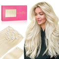 WENNALIFE Clip in Human Hair Extensions, 20 Inch 150g 9pcs Clip in Hair Extensions Real Human Hair, Platinum Blonde Human Hair Clip in Extensions Remy Human Hair Extensions Clip Ins Double Weft