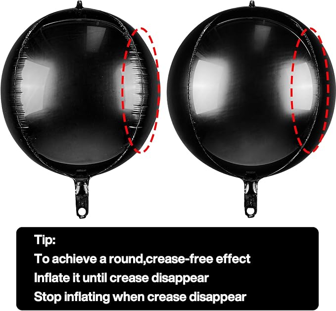 PartyWoo Black Large Round Giant 4D Jumbo Foil Balloons 6pcs 22 Inch | 22 Inch - Image 4