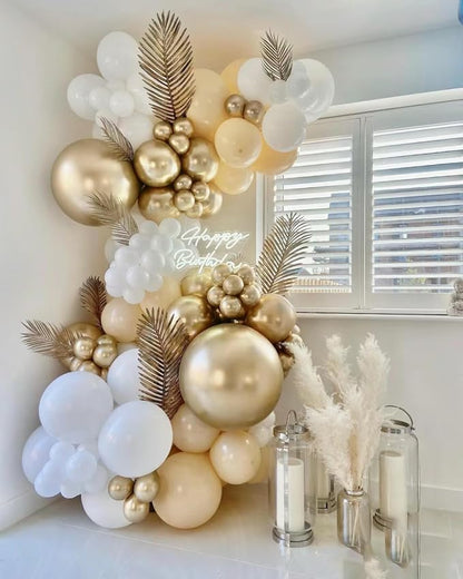 143 Pack Gold White Champagne and Pearl Balloons Garland & Arch Kit-Small and - Image 3