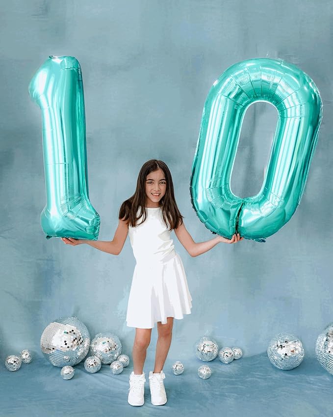 3 Balloon - Teal Birthday Number Balloons, 40 Inch Decorations Men Women | Teal - Image 7