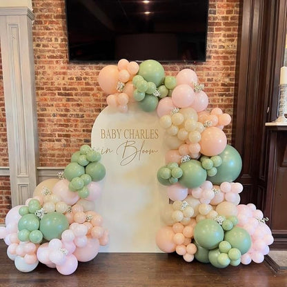 Pink and Green Balloons, 12 Inch Sage Green and Light Pink Gold White Balloons - Image 6
