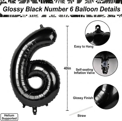 Black Number 16 Balloon 40 Inch, Foil Numeral - Image 4