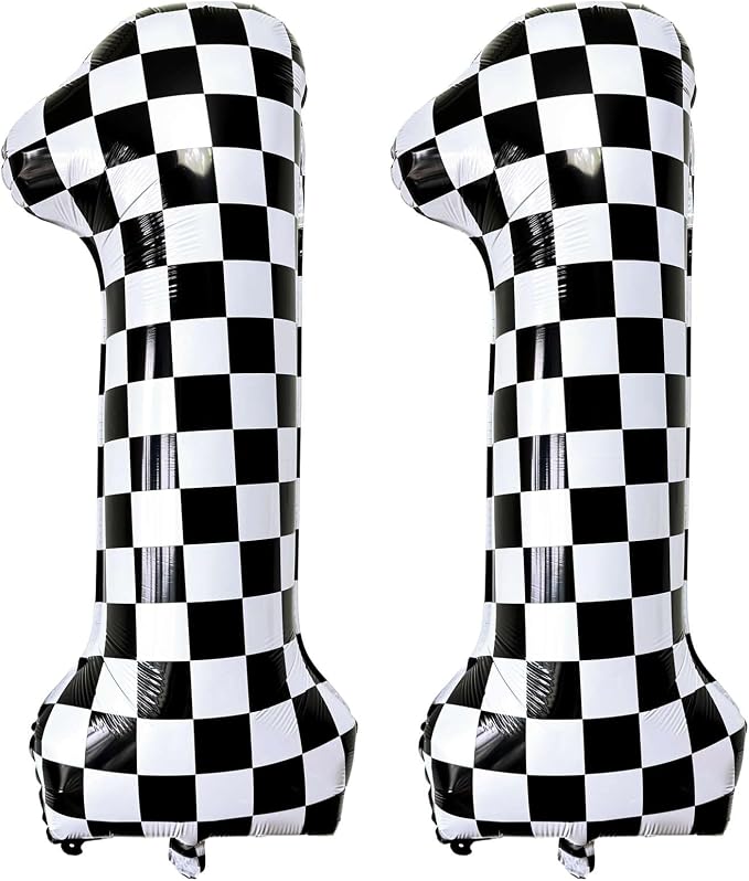 LHOAVWE Number 11 Checkered Balloons 40 Inch Giant Race Car Checkered 11 Number by LHOAVWE