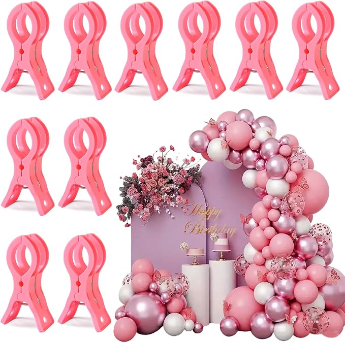 10 Pack Pink Balloon Arch Clips, 3 1/2 x 1 x 1 4/5 Inch balloon arch clamps by KEXINGTUO