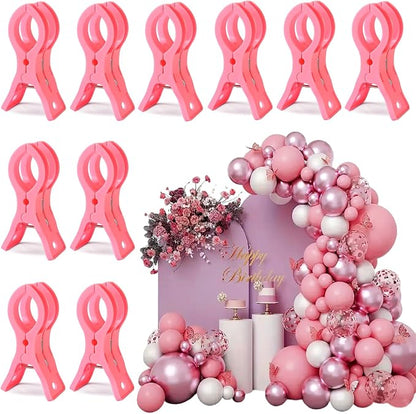 10 Pack Pink Balloon Arch Clips, 3 1/2 x 1 x 1 4/5 Inch balloon arch clamps by KEXINGTUO