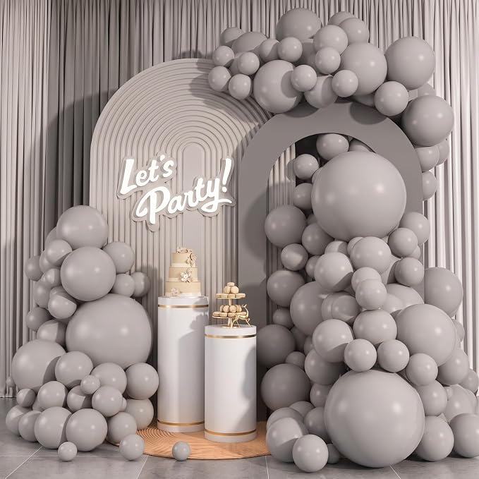 96Pcs 5/10/12/18 Inch Matte Gray Latex Balloon Garland Arch Kit | Gray Balloons by OWPFJG