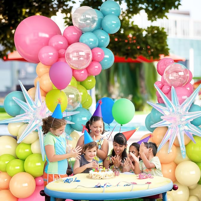 HILAVO Summer Tropical Balloon Arch Garland Kit Iridescent Star Balloons and - Image 8