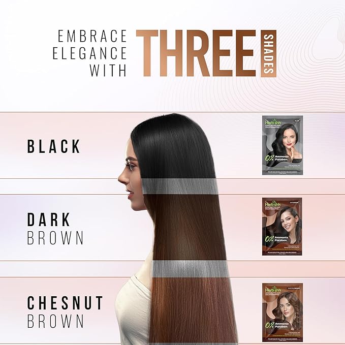 Herbishh Travel Pack Hair Dye Color Shampoo in Sachet + 1pc Argan Hair Mask Sachet (Chestnut brown, 1 sachet)