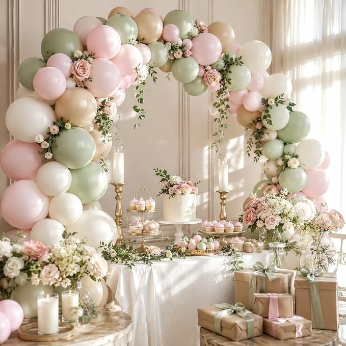 122PCS Pink and Green Balloon Arch Garland Kit - Image 4