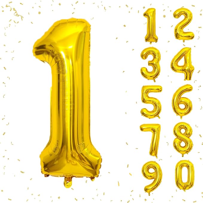 40 Inch Gold Number Balloons, Helium Mylar Foil Number Balloons by Unknown