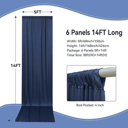 30×14ft Wrinkle Free Navy Blue Backdrop Curtain - Image 4