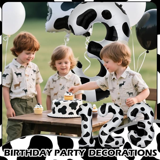 40 Inch Cow Print Number 3 Balloons, Birthday Party Aluminum Foil Balloon - Image 5