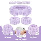 Face Wash Headband and Wristband Set, 1 Set, Purple, Microfiber, for Women, Hairband Set, Keep Hair Dry, Prevent Water from Running Down Arms during Face Washing, 1 Count