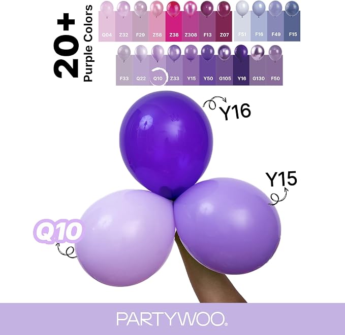 PartyWoo Lavender Balloons 130pcs Light Pastel Purple Lilac Different Sizes | - Image 4