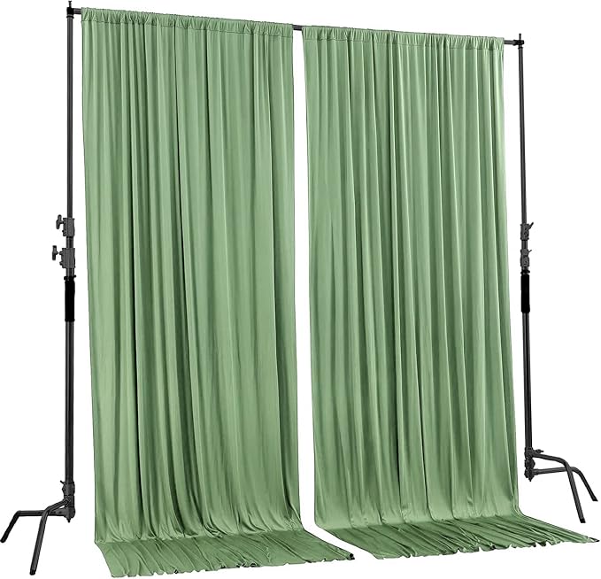 AK TRADING CO. 10 feet x 10 feet Sage IFR Polyester Backdrop Drapes Curtains - Image 3