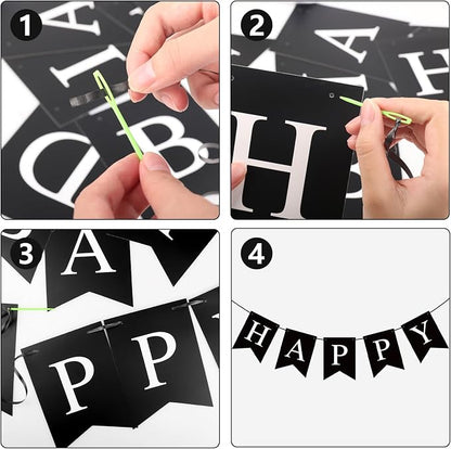Hooqict Black Happy Birthday Banner Sign - Image 8
