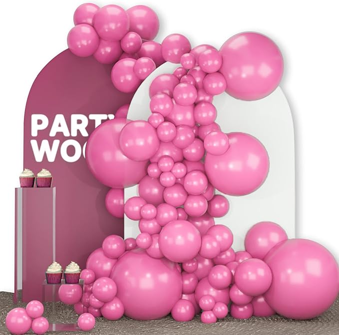 PartyWoo Hot Pink Balloons 140pcs Magenta Fuchsia Dark Pink Color | 18 12 10 5 by PartyWoo