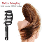 Detangling Brush Boar Bristles Set KTKUDY Hair Brush Curved and Vented Detangler Brush for Women Men Kids Wet and Dry Hair (Black&White)