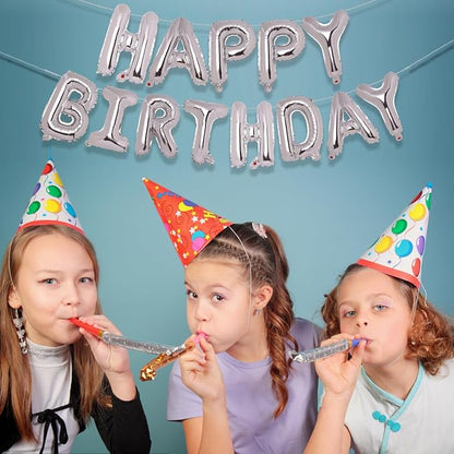 PIGETALE Silver Happy Birthday Balloons Banner, 16 Inch 3D Aluminum Foil - Image 3