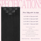 PINKPEARL Clip in Hair Extensions Real Human Hair #1 Jet Black Human Hair Extensions Clip ins 18 inch Extensions Human Hair Clip 120g 7pcs Straight Thick Natural Human Hair(#1-18)