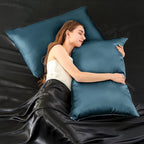 INFIIXSO Mulberry Silk Pillowcase for Hair and Skin, Silk Pillow Cases Standard Size with Hidden Zipper 20x26 Inches, Ultra Smooth and Soft Cooling Pillow Cases for Hot Sleepers(Bluesteel, 1 Pack)
