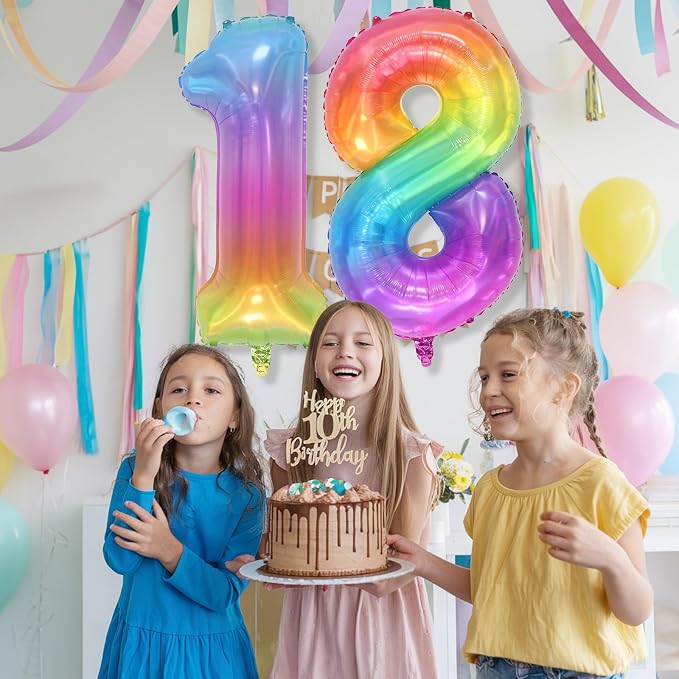 Foil 8 Balloon, Pastel Rainbow Number 8 Balloons - Image 4