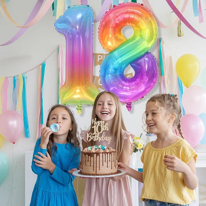 Foil 8 Balloon, Pastel Rainbow Number 8 Balloons - Image 4