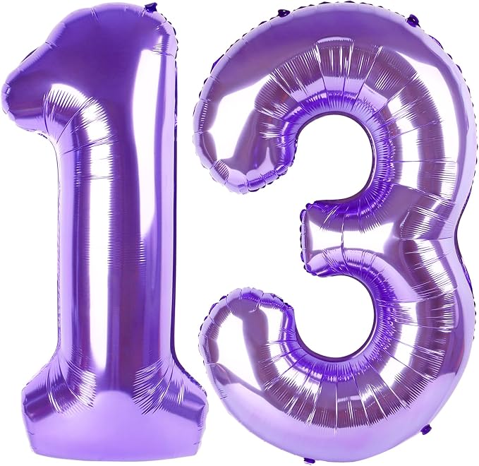 Number Balloons Purple 13 Balloon 40 inch by Enyeopd